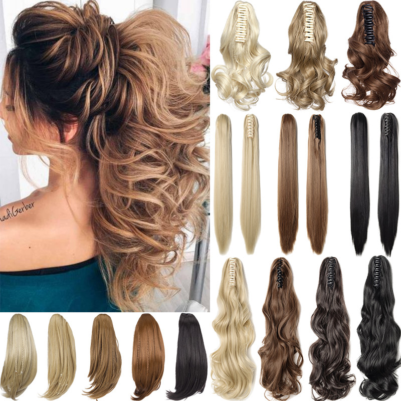 Any Shades Long Curly Hair Claw On Ponytail Clip In Hair Extension Fake Piece US gallery