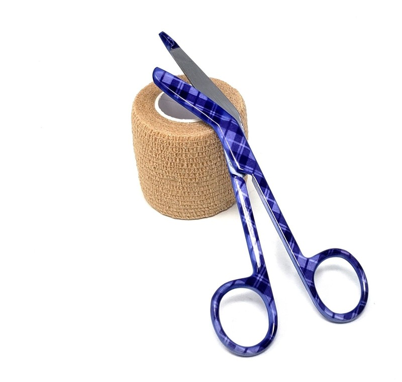 Self Stick Adherent Cohesive Bandage Wrap 2″ + 5.5″ Bandage Scissors Purple