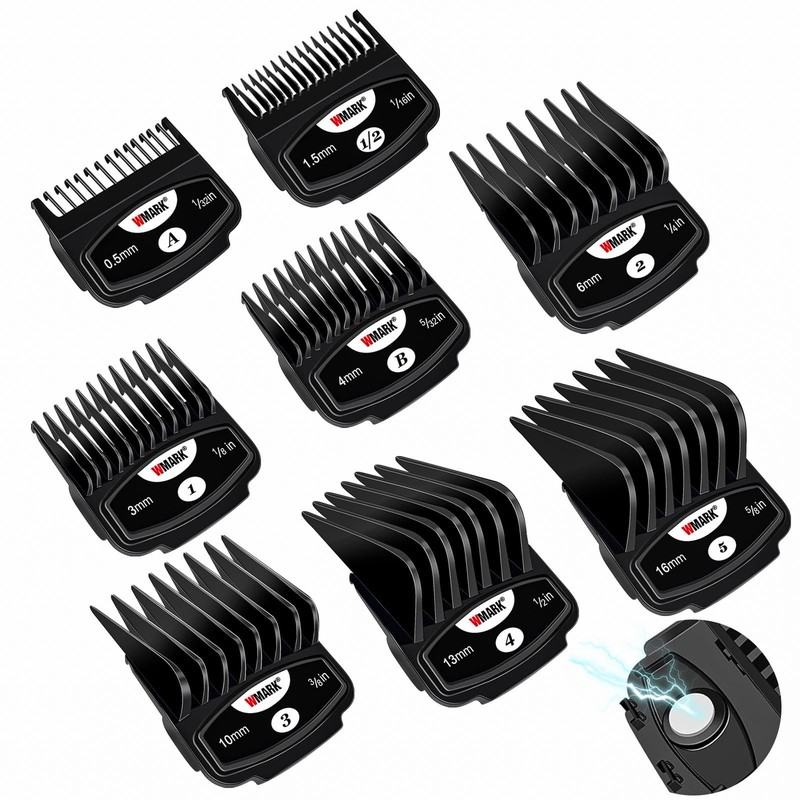 Magnetic Clipper Guards Cutting Guides Compatible with Wahl Clippers,8 Black