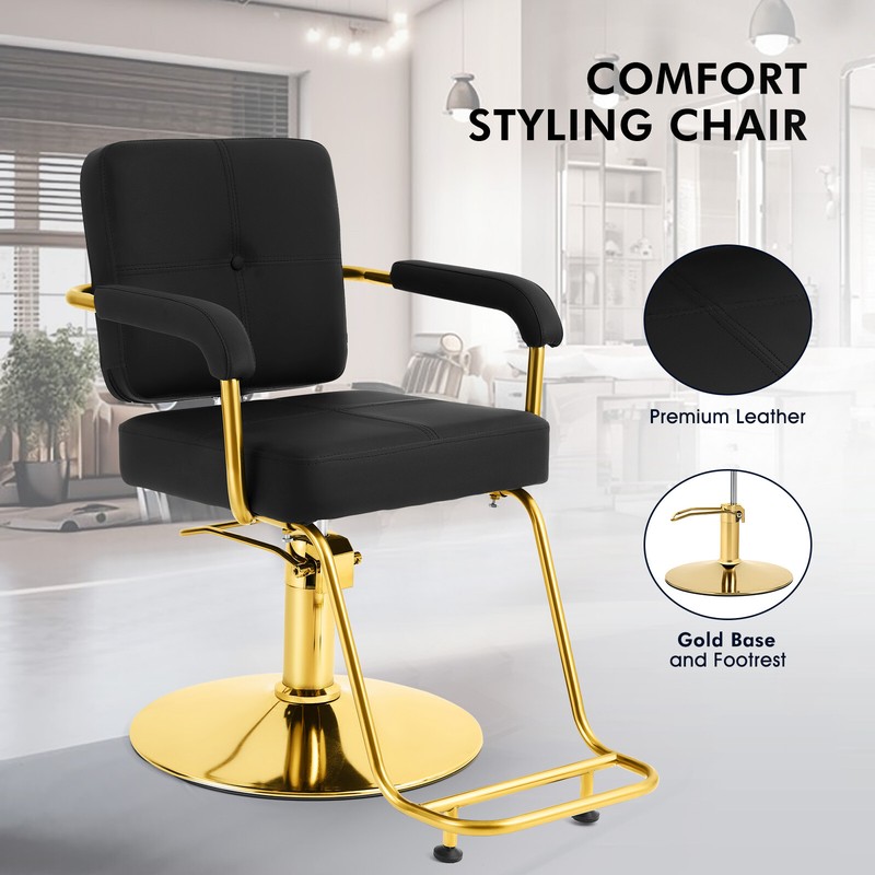 Artist Hand Black+Gold 360° Heavy Duty Hydraulic Barber Chair Salon Beauty gallery
