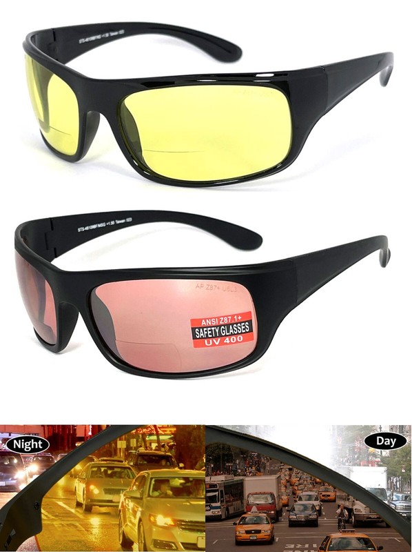 Bifocal Safety Reading Glasses Sunglasses ANSI Z87.1+ ANTI GLARE DAY & NIGHT