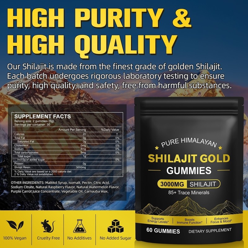 Pure Himalayan Shilajit Gummies Gold No Added Sugar I AshPure Himalayan Shilajit gallery