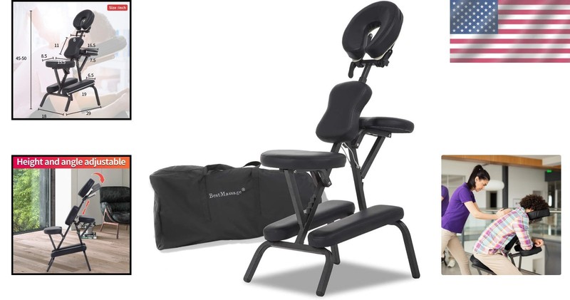 Portable Leather Massage Chair Foldable Salon Spa Travel Tattoo Chair Black gallery
