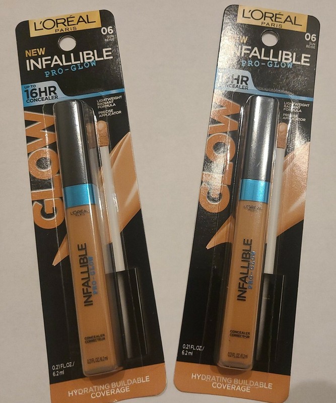 2 PIECE LOT LOREAL 06 SUN BEIGE, INFALLIBLE PRO GLOW 16HR CONCEALER.NEW & CARDED