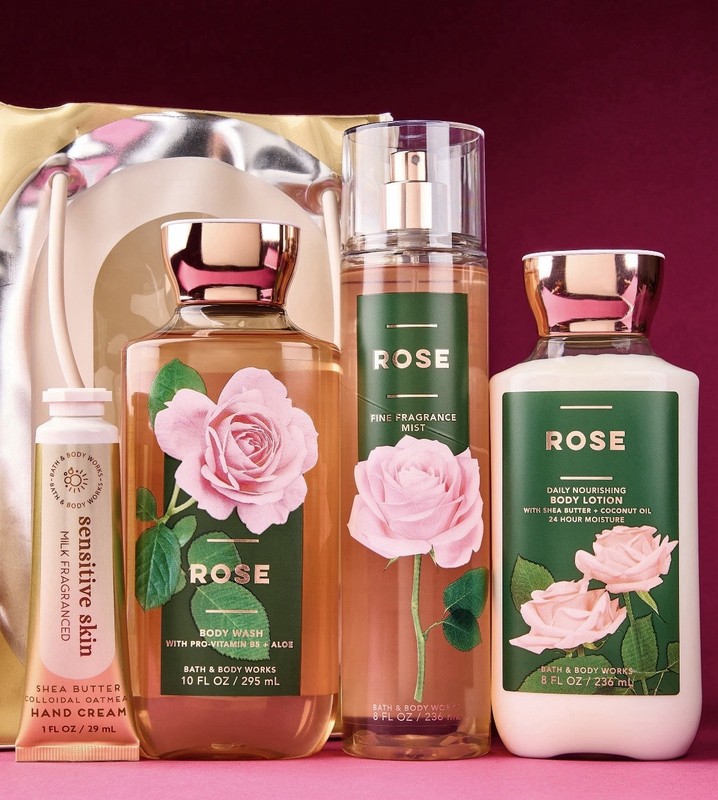 Bath & Body Works Rose 4 Piece Gift Set Lotion, Wash, Mist & Hand Cream – NEW