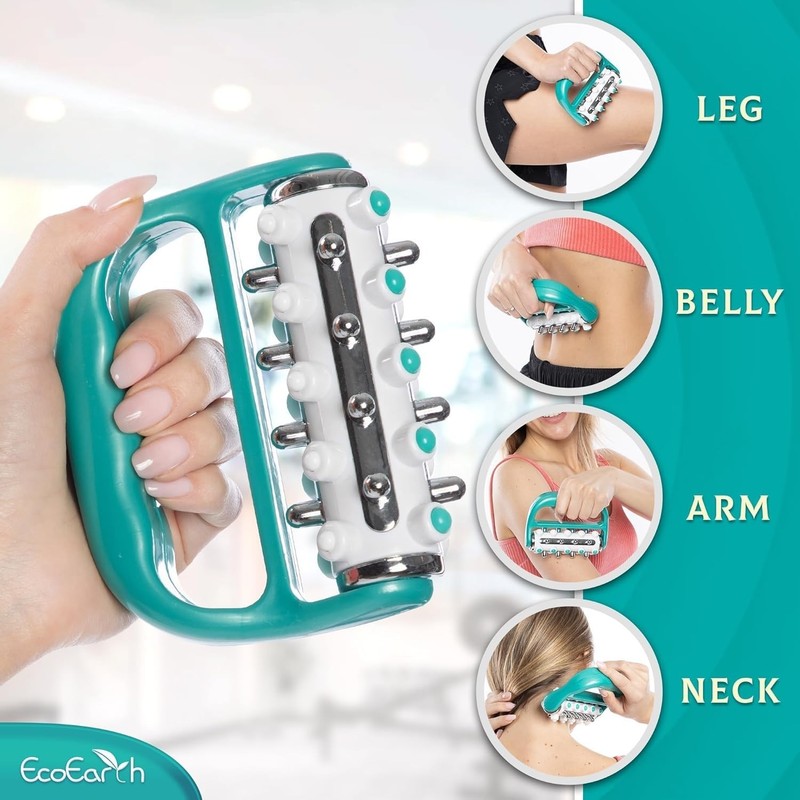 Myofascial Release Cellulite Massager Green - Portable Lymphatic Drainage Roller gallery