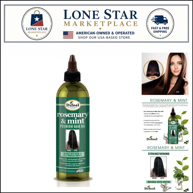 Strengthening Rosemary and Mint Hair Oil 8 oz – Nourish Hair with Biotin