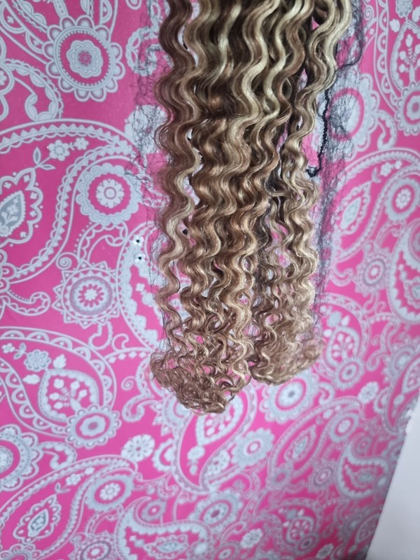 12A 8#/613# BALAYAGE BRAZILIAN HUMAN HAIR BUNDLES DEEP WAVES CURL 200g 32+32INCH gallery