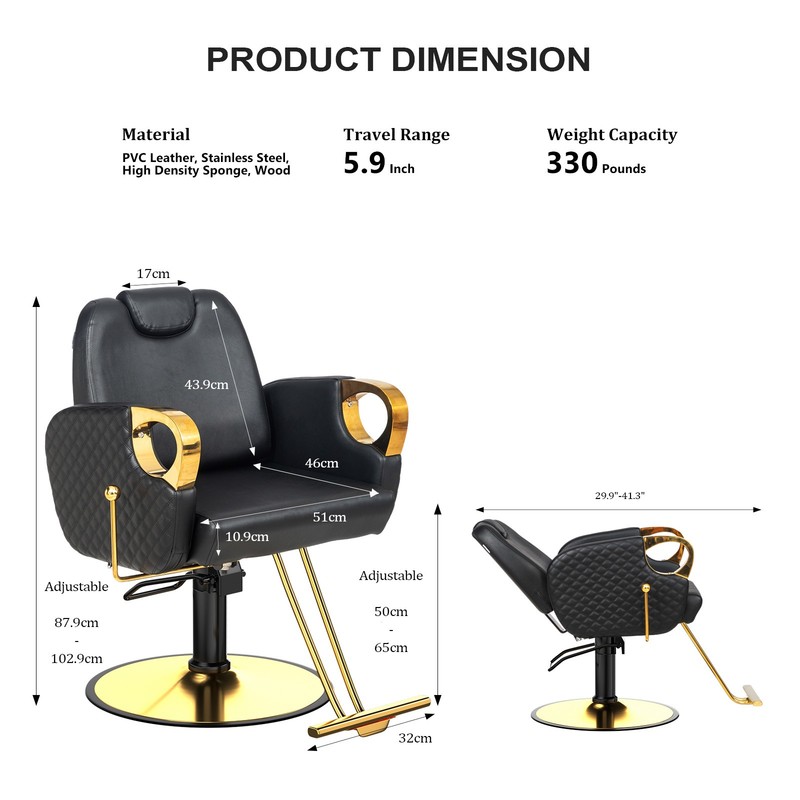 Salon Barber Hydraulic Chair with 360 Degree Swivel Lock and Memory Foam Cushion gallery