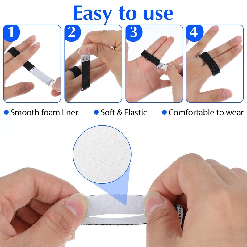 10 Pack Hook and Loop Finger Wrap, Washable and Reusable Buddy Straps for Finger gallery