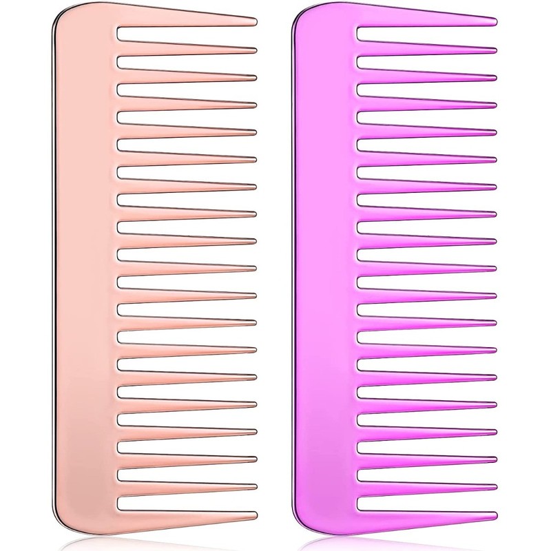 Wide 19 Tooth Detangling Comb, Portable (Gold)