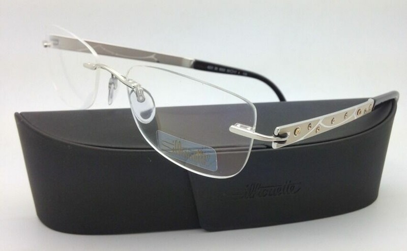 New Jeweled SILHOUETTE Eyeglasses 4231 6050 50-17 Silver & Ivory w/ Clear lenses