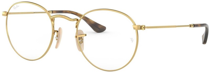 Ray-Ban RX3447V Mens Round Metal Optical Frames – Gold / Demo Lens – Authentic