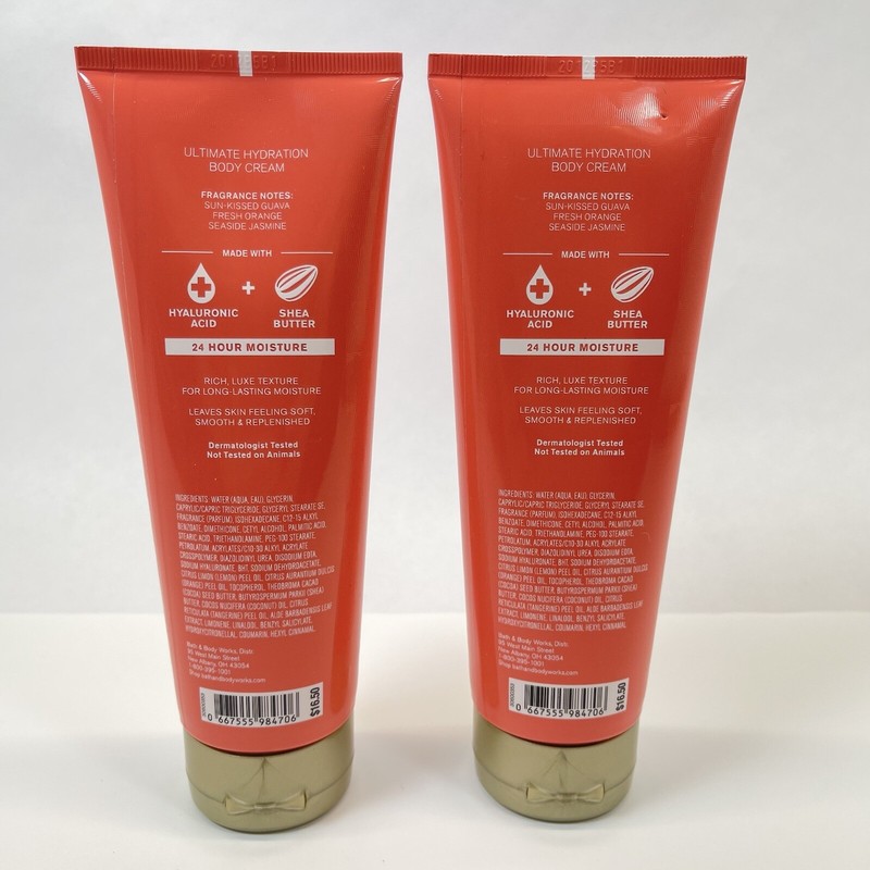 Bath & Body Works Fiji Sunshine Guava-Tini Body Cream 8oz Duo Hyaluronic Acid 2x gallery