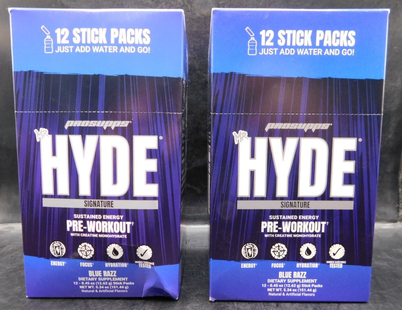 2pk Prosupps Hyde Signature Pre-Workout Blue Razz 12pks ea Exp-7/26+ New