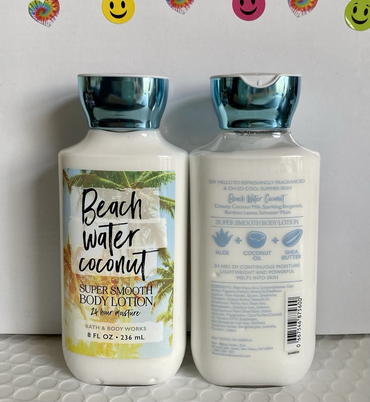 Bath & Body Works BEACH WATER COCONUT 8 oz Body Lotion X 2 RARE