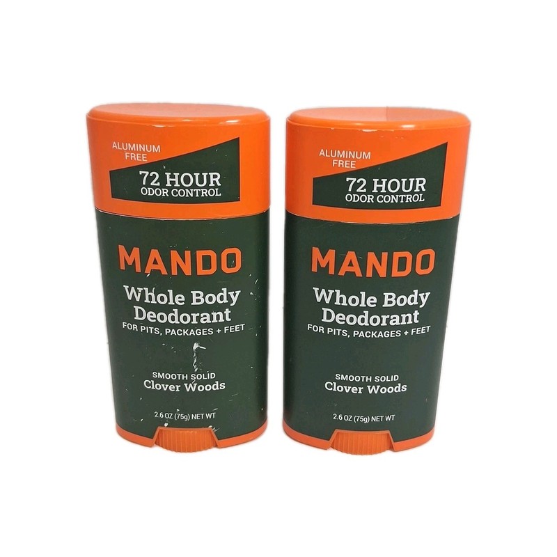 Mando Whole Body Deodorant Smooth Solid Clover Woods 2.6oz – 2 Pack New