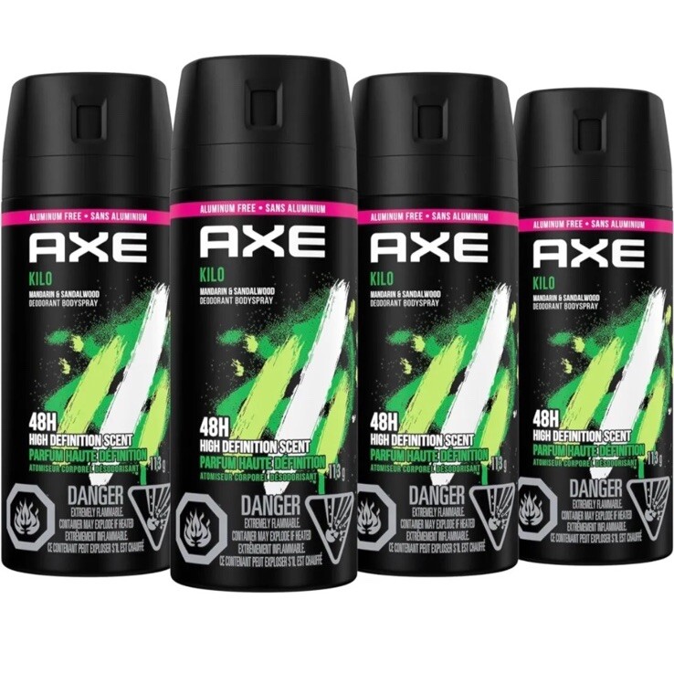 4x Lot AXE Kilo Deodorant Body Spray 4oz – Discontinued Hard Scent to Find
