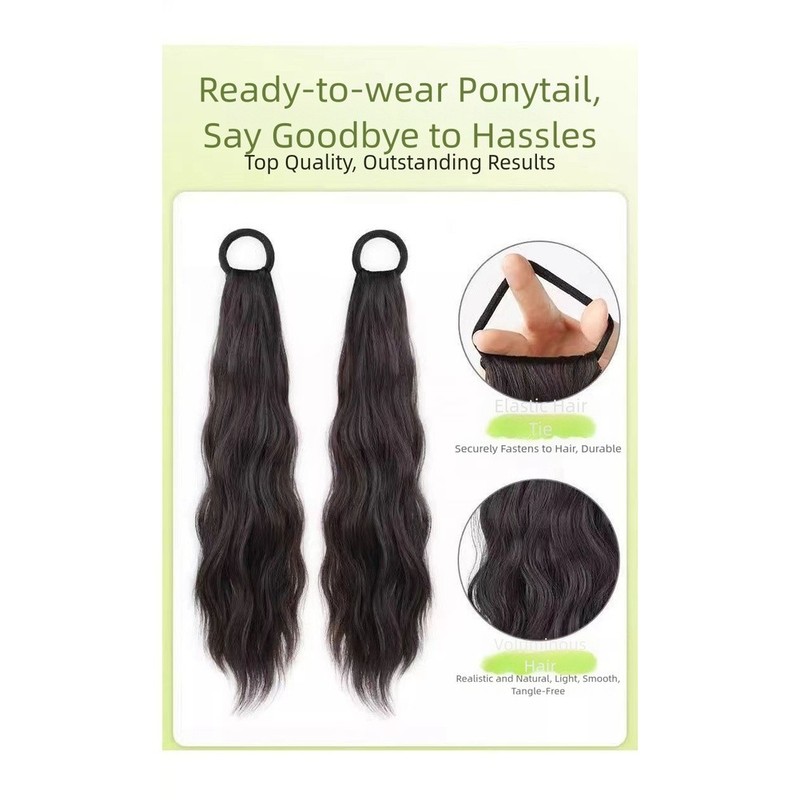 45cm Natural Wavy Hair Extension with Elastic Tie for Quick Ponytail Styling gallery