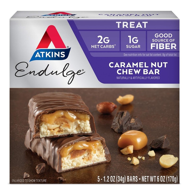 Delicious Atkins Endulge Caramel Nut Chew Bar - Low Carb, 1g Sugar, Fiber Boost gallery