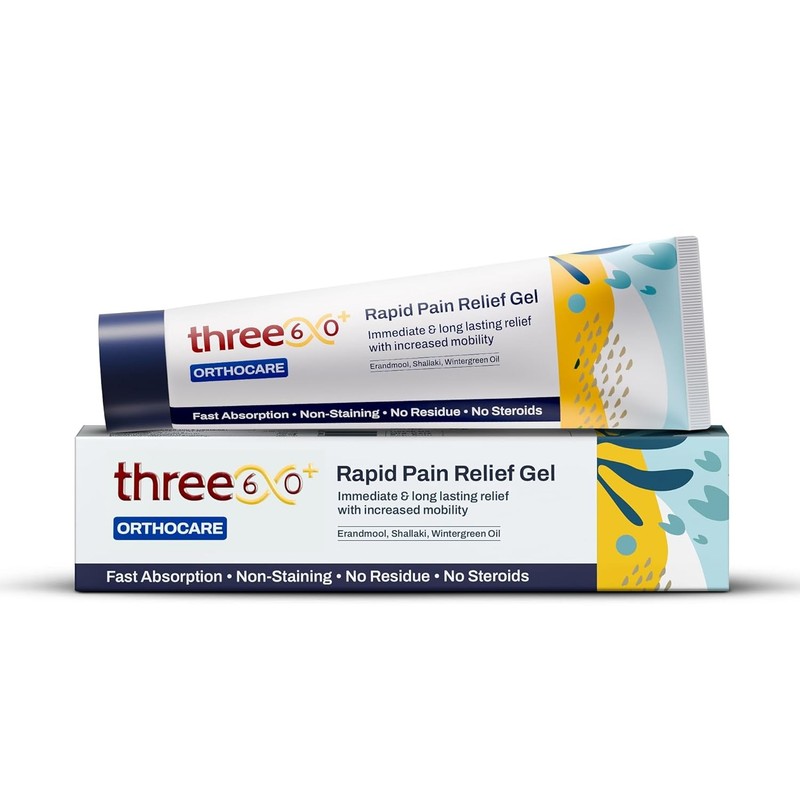 three60+ Rapid Pain Relief Gel For Shoulder, Back, Muscles, Joint Pain 50gm