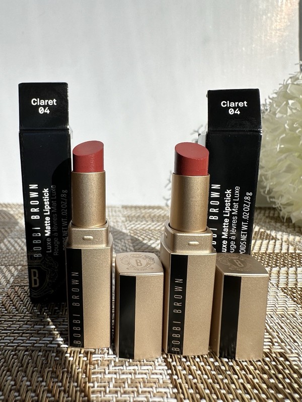 Lot of 2 Bobbi Brown Luxe Matte Lipstick # 04 Claret, Mini Size .02oz/0.8g Each