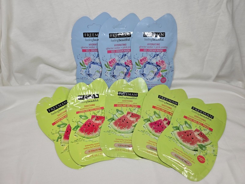 SET OF 8 NEW FREEMAN GEL MASKS Watermelon + Aloe & Glacier Water + Pink Peony