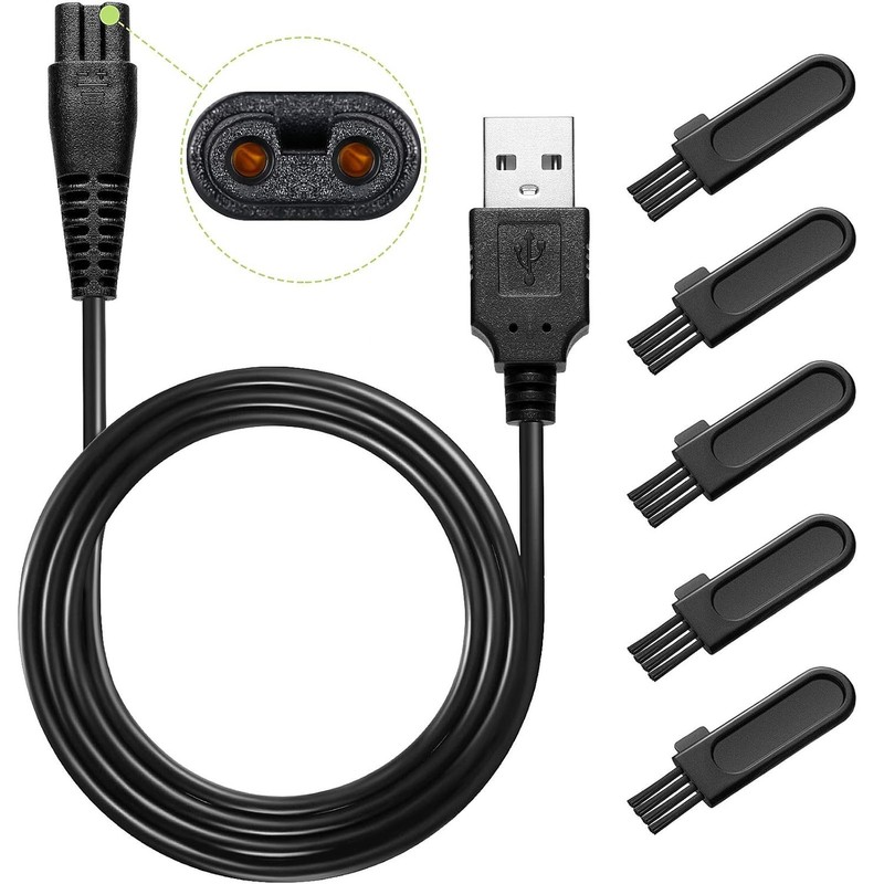 Fast Charge USB Shaver Cord & Cleaning Brush Set – For Pitbull/Norelco 9188/3188