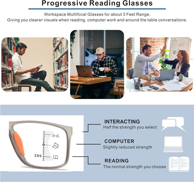 TR90 Bifocal Progressive Reading Glasses Flexible Sport Multifocal discoloration gallery