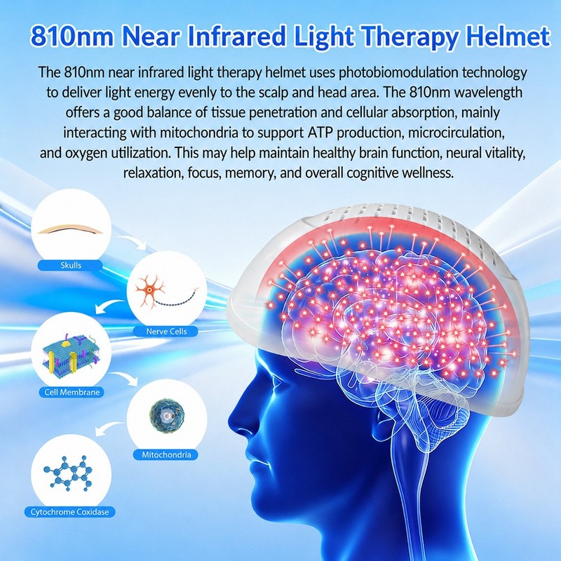 PBM Helmet 448pcs 810nm NIR Light Therapy Alzheimer Anxiety 4 Zones, Touchscreen gallery