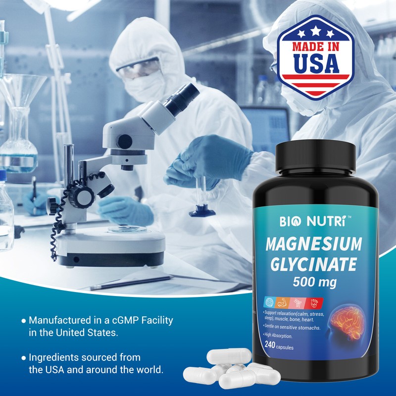 Magnesium Glycinate 500mg 240 Capsules For Sleep Stress Relief Support Bone Lot gallery