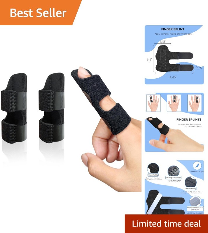 Comfortable Trigger Finger Brace Set – Ideal for Broken Fingers, Black 2-Pack