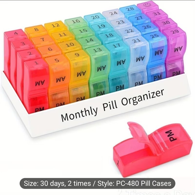 Monthly Pill Organizer 2 Times a Day, 30 Days Pill Box AM PM, 4 Week Pill Cases