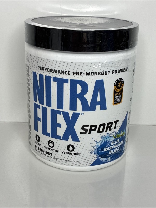 Nitraflex Sport Pre-Workout Powder 20 Servings – Blue Raspberry, Elite Formula