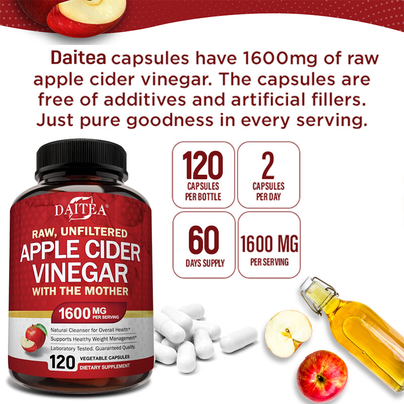 Apple Cider Vinegar Capsules - 1600 Mg Per Serving - Weight Loss Supplement gallery