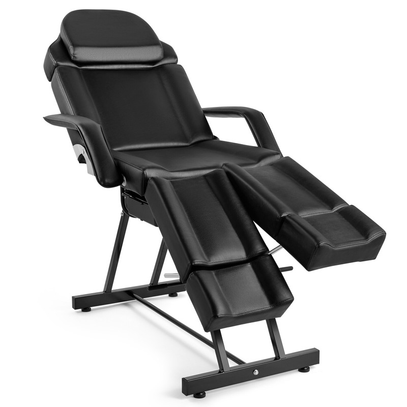 Black/White Pro Facial Bed Massage Table Salon Tattoo Podiatry Chair Split Leg