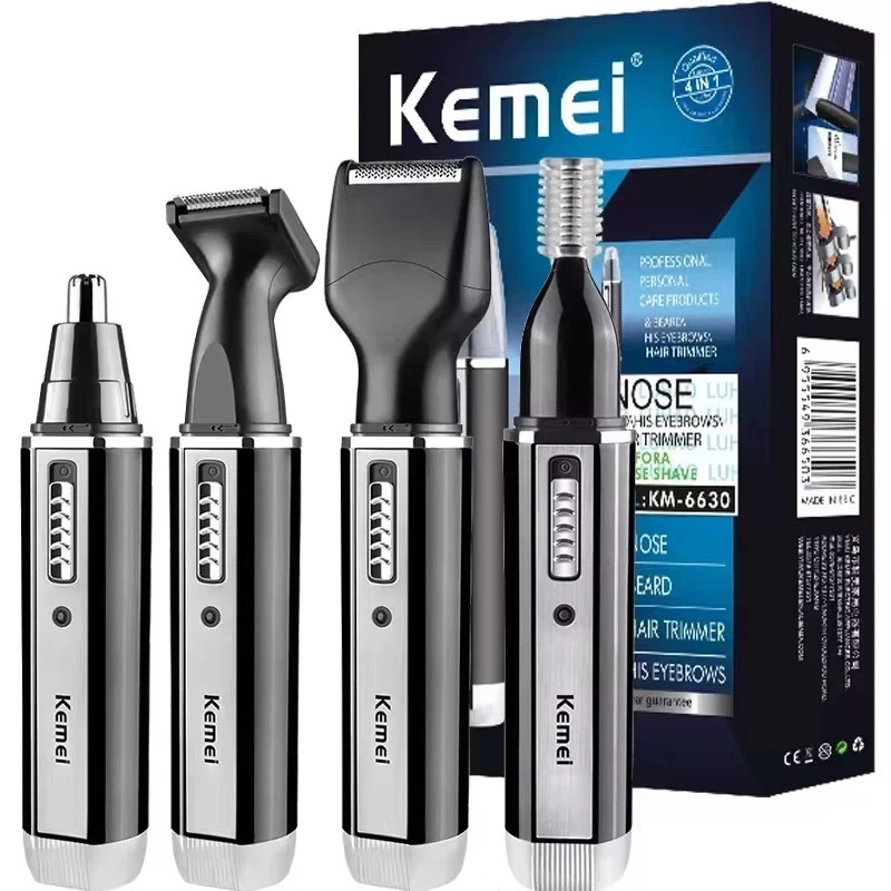 Kemei-Km6630, 4 in 1 Beard Trimmer, Ear, Eyebrow, Nose Hair Trimmer Rechargeable