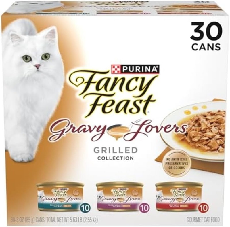 Purina Fancy Feast Gravy Lovers Wet Cat Food Variety Pack – Poultry & Beef Grill
