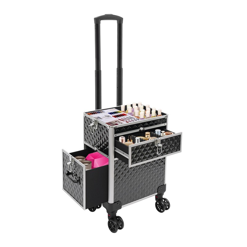 Heavy-duty Salon Trolley W/ Wheels Tiered Rolling Makeup Cases With Lock gallery