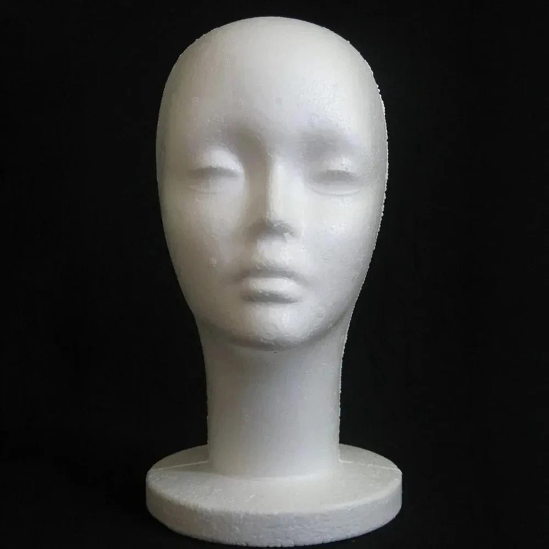Polystyrene Foam Head Dummy Mannequin Female Model For Hat Hair Wigs Display
