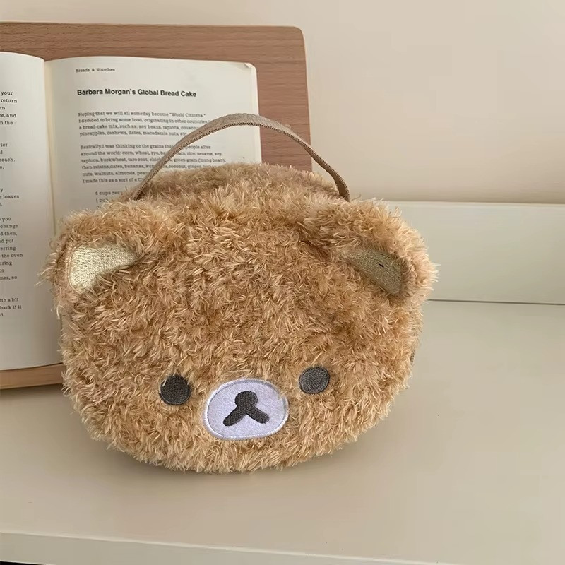 Cute Plush Bear Makeup Bag Flannel Cosmetic Pouch Travel Organizer