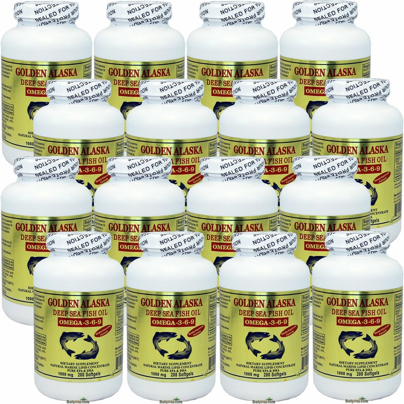 12x 200 Caps Golden Alaska Deep Sea Fish Oil Omega 3-6-9 DHA EPA USA MADE
