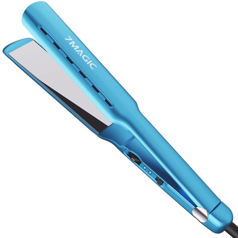 7MAGIC 1.7″ Nano Titanium Wide Flat Iron Hair Straightener for Thick Hair, 15…