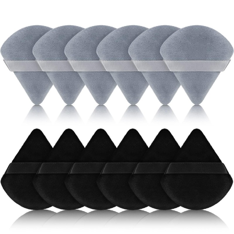 12 Pcs Triangle Powder Puff Makeup Sponge Soft Reusable Face Powder Applicator