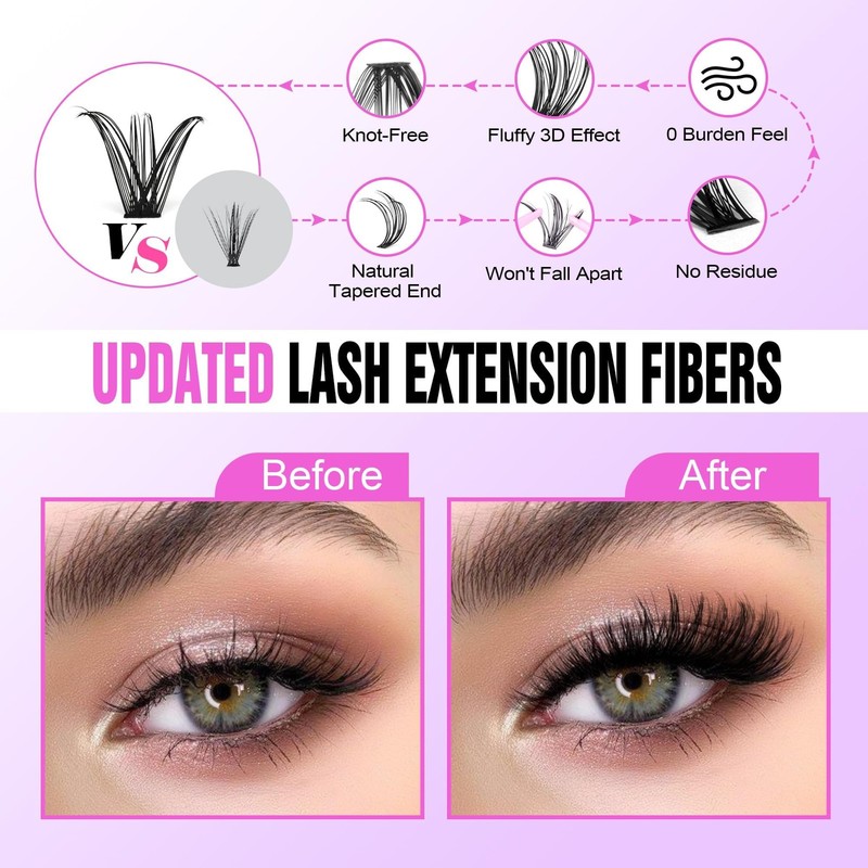 Pawotenes Lash Eyelash Extension Kit 280pcs 1 count (Pack of 280), Black gallery