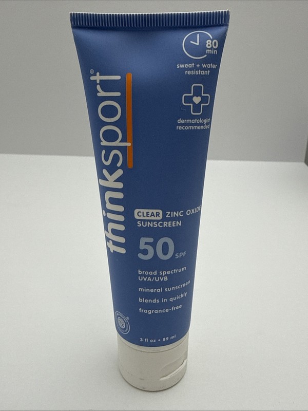 SPF 50 Clear Zinc Sunscreen 3 Oz By ThinkSport EXP 01/2029
