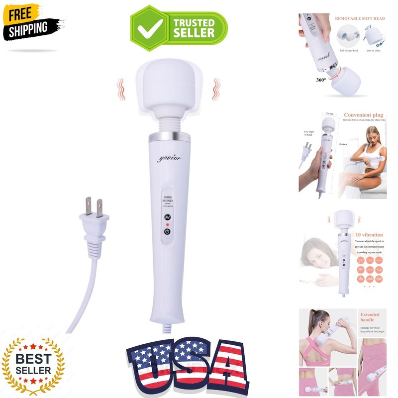 Wired Powerful Handheld Massager with 10 Pulse Settings Strong Vibration for …