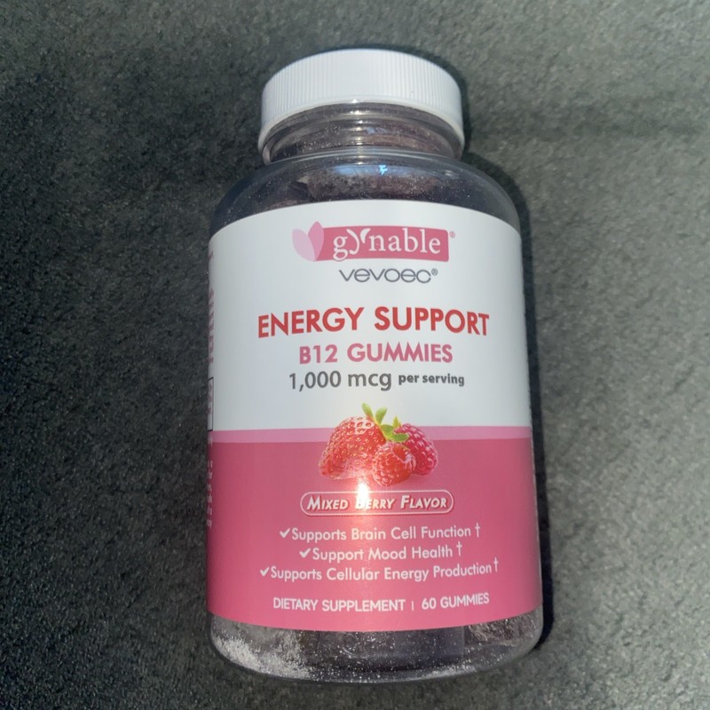Gynable Vevoec Energy Support B12 Gummies 1000mcg Mixed Berry Flavor 60ct