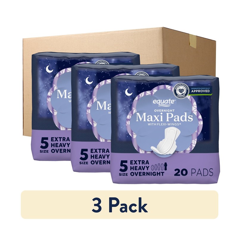 Equate Overnight Maxi Pads with Flexi-Wings, Extra Heavy Overnight Absorbency gallery