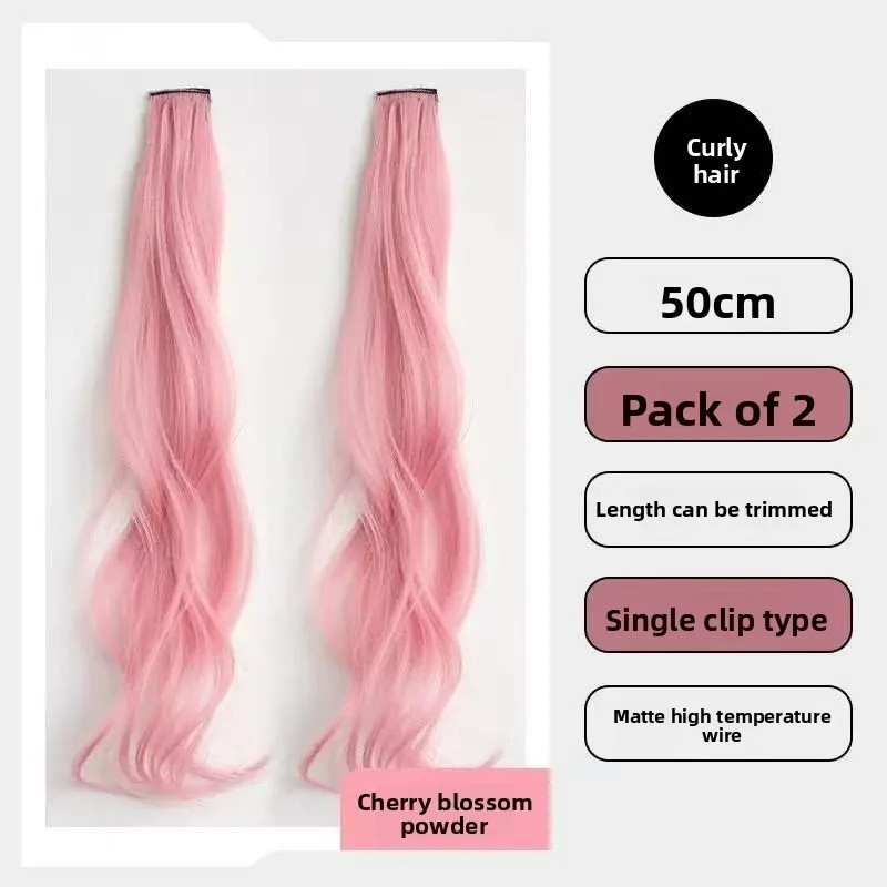 Synthetic 2 Pieces Set 50cm Water Wave Colored Curly Hair Extensions Pink Blue gallery